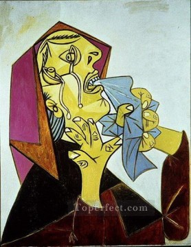 La femme qui pleure avec mouchoir III 1937 Cubism Oil Paintings